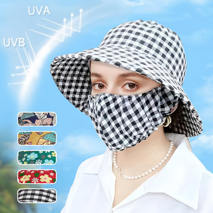🌞Summer Limited time 50% off! 👒Women's Floral Print Bucket Sun Hat with Mask