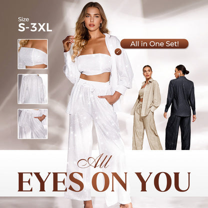 🌟2025 HOT SALE—50%OFF👠Must-Have for Shiny Partiest✨ Dazzling Blazer & Wide-Leg Pants, Stylish and Grand, Perfect for Parties!