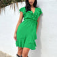 🎉Summer New Arrivals👗Women's Elegant Waist Tie V-Neck Ruffle Dress