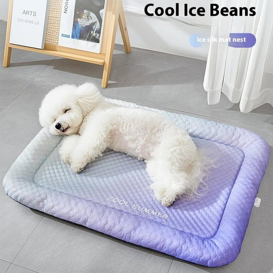 Pet Cooling Pad Mat for Dogs and Cats - Ice Silk Summer Cool Bed Blanket in Gradient Colours, Breathable Soft Sleeping Cushion for Indoor Floors Sofas and Car Travel Washable Multiple Sizes Available