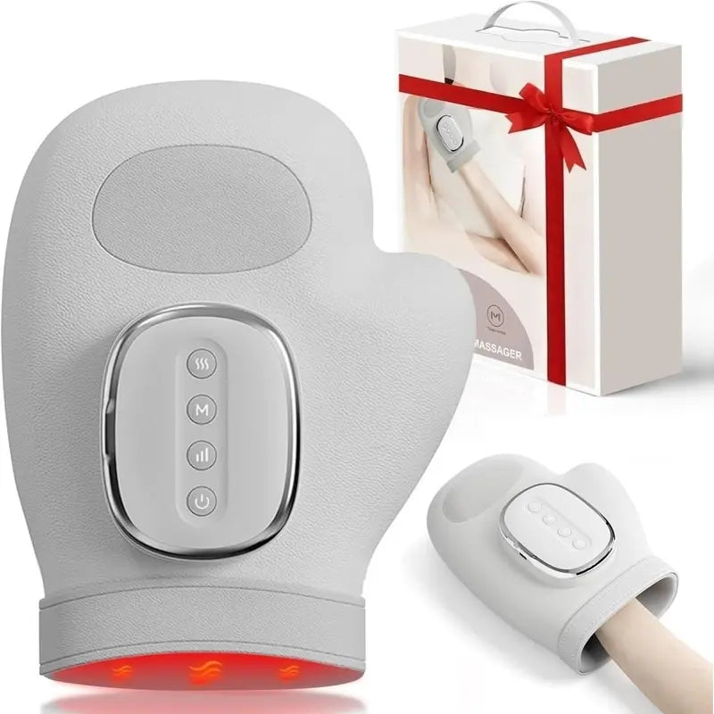 Portable Hand Massager with Heat & Compression, Wireless 3 Modes for Carpal Tunnel Relief