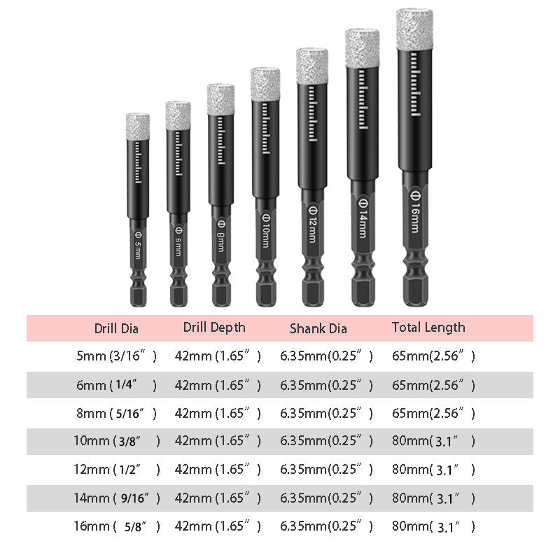 🔥50% OFF🔥Hex shank drill bits for marble/tile/stone[Full Set]🛠️