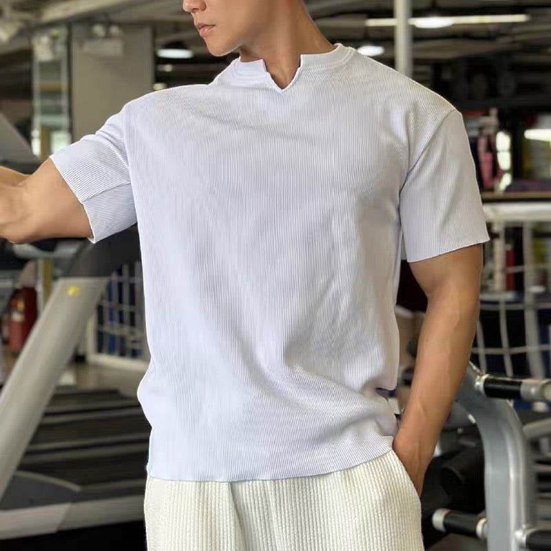 🔥 BUY 2 GET 1 FREE!🏋️‍♂️👕 Men's V-Neck  Short Sleeve Muscle Athletic Workout T-Shirts  Perfect Fit, Breathable Comfort, Show Off Your Athletic Style!