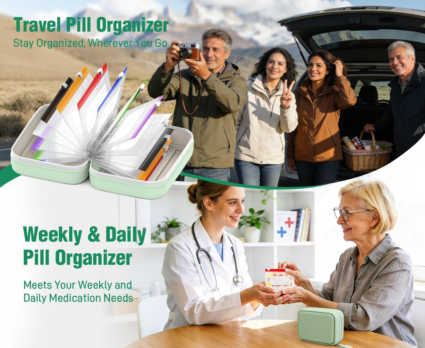 🎉 2026 Sale — Over 9,000 Sold! 💊 A8 Waterproof Pill Pouch Set – 14 Color-Coded Pouches, Crush-Proof Shell, Up to 2 Weeks of Meds! ✨