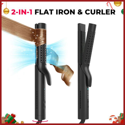 AIRFLOW 2-in-1 Hair Straightener & Curling Iron – 360° Cooling Air Curler with Tourmaline Coating