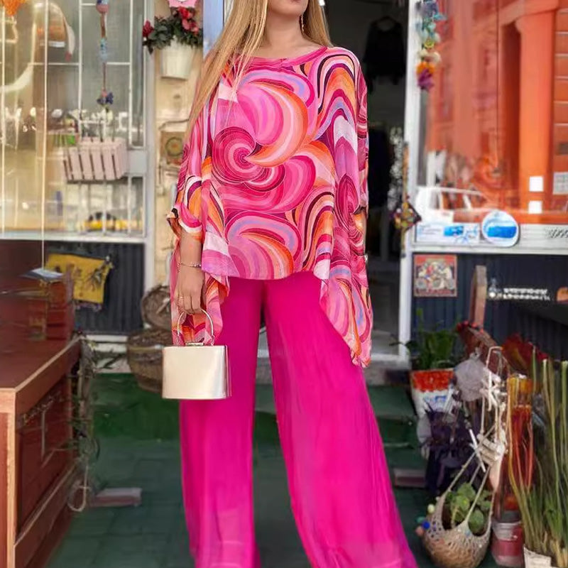 🌸👗Women's Summer Colorful Cool Chiffon 2 Piece Set