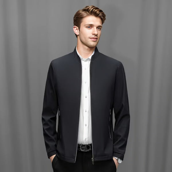👑Essential Business Suit👑 Men's Standing Collar Zipper Casual Jacket+Credit card case