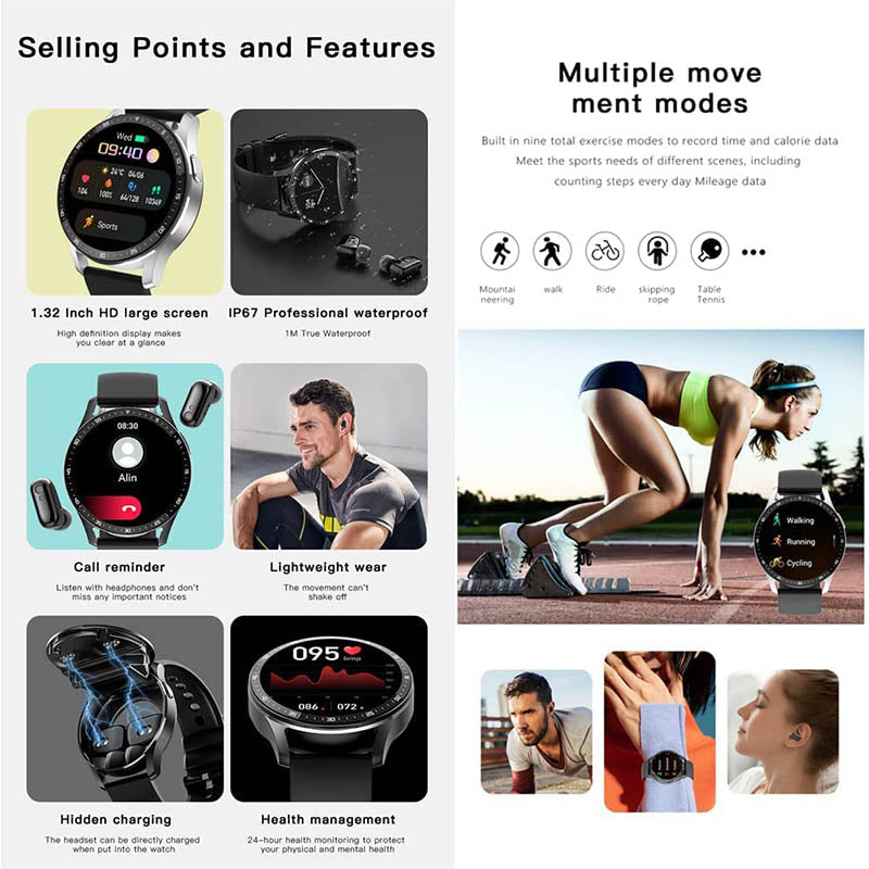 ✨2025 Hot Sale 50% OFF⌚ 2 IN 1 SMARTWATCH WITH EARPHONES