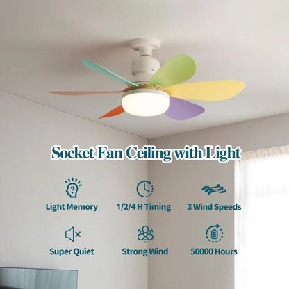 Bright Cool Ceiling Socket Fan & Light with Remote