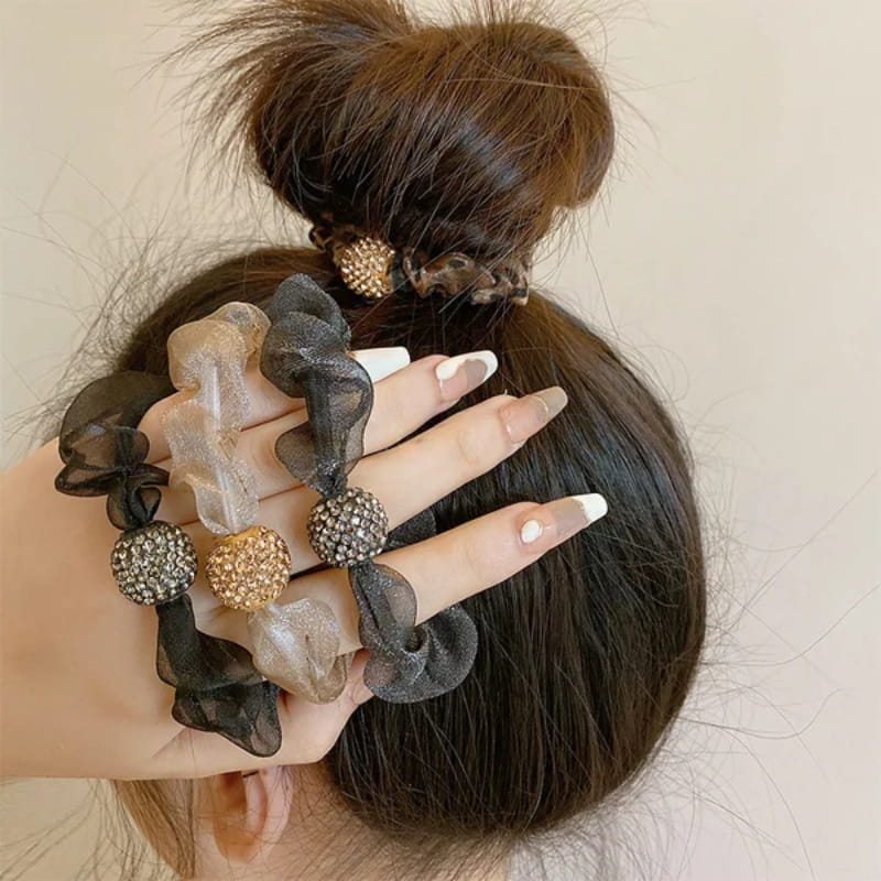 💝Hot Sale 50% OFF💝Elegant Rhinestone Mesh Hair Ties💎🎀