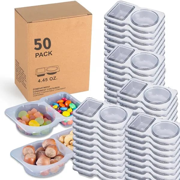 💥BUY 5 GET 5 FREE💥🥐Double Compartment Snack Containers With Lids