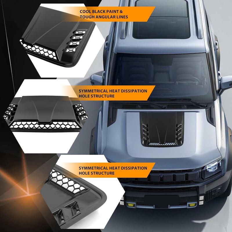 2026 New Black Universal Large Hood Vents - Car Engine Hood Air Vent Scoop for Chevy Silverado, Colorado, Ford F-150/F-250/F-350, Dodge Ram 1500/2500/3500 (Automotive Exterior Decoration Accessory)