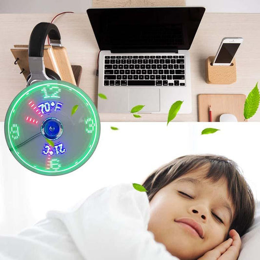 🔥Hot Sale，Buy 2 GET 1🔥USB Fan with LED Clock Lighting