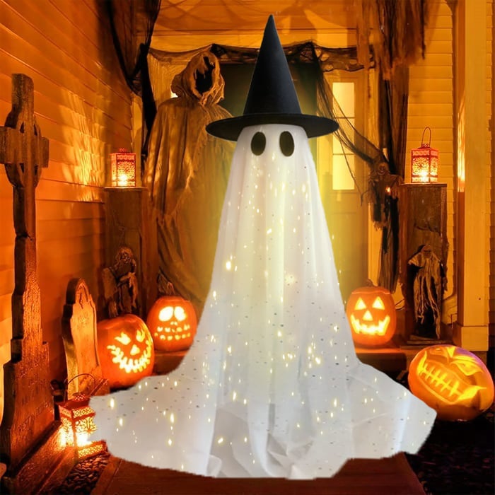 👻✨50% OFF! 🕯️🕸️ Giant Glittering Ghost Decoration – 5.4 ft Tall, Battery-Powered LED Glow & Freestanding Design. Over 1,923 Haunted Homes!✨