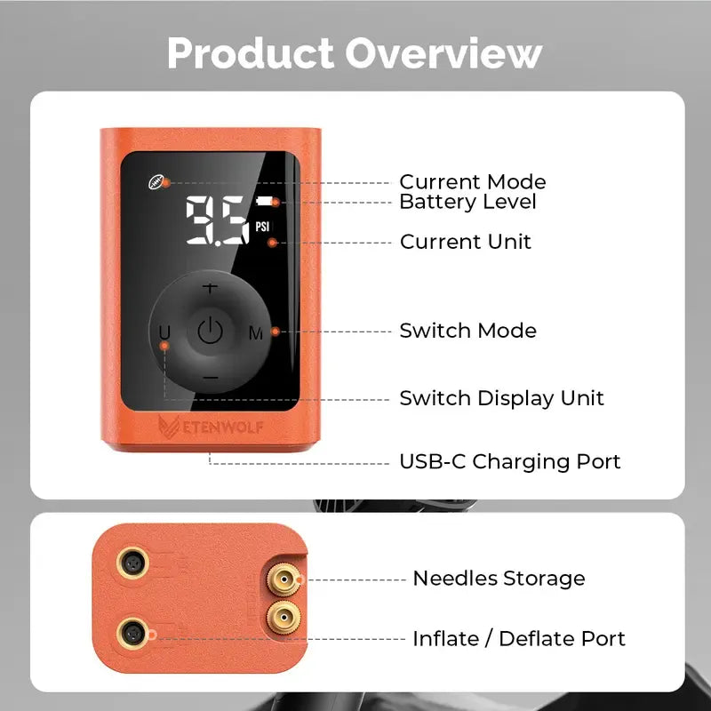 Portable intelligent wireless digital inflation pump, multifunctional tire, basketball, bicycle, emergency inflation
