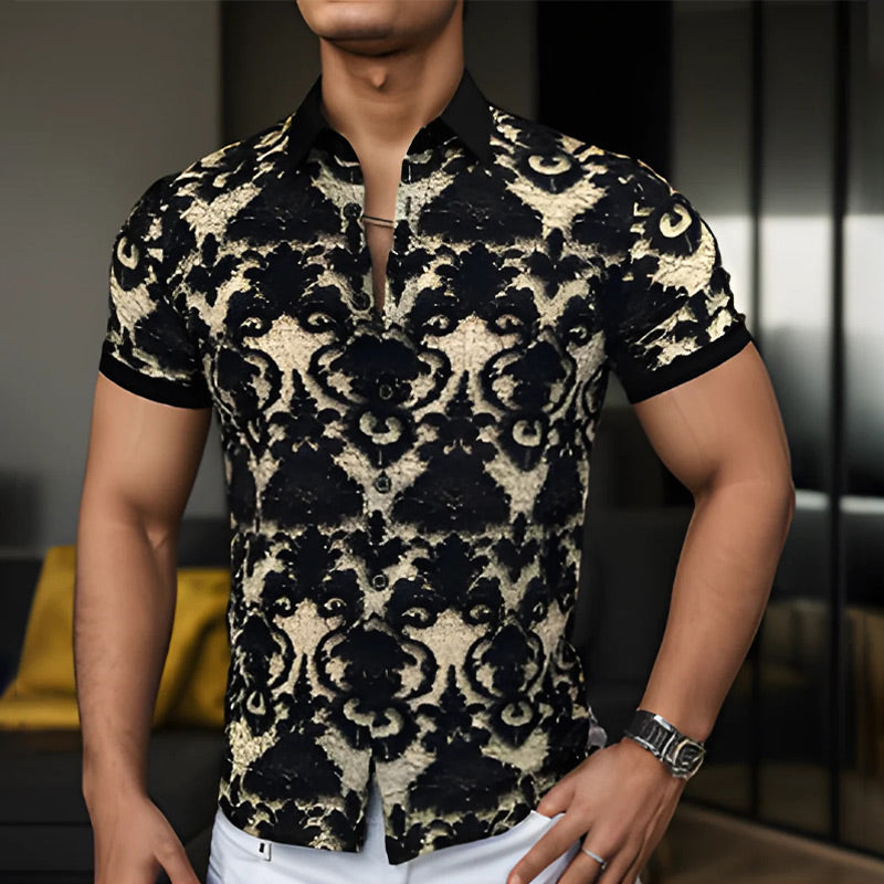 Men's Cooling Stretch Stand Collar 3D Floral Shirt