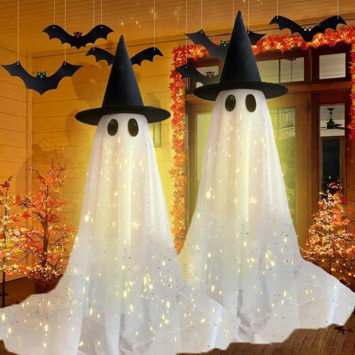 👻✨50% OFF! 🕯️🕸️ Giant Glittering Ghost Decoration – 5.4 ft Tall, Battery-Powered LED Glow & Freestanding Design. Over 1,923 Haunted Homes!✨