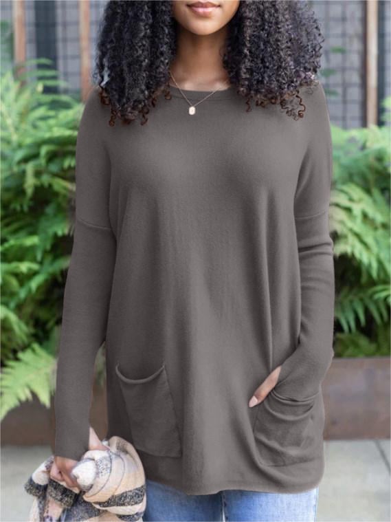 💥HOT SALE 50% OFF💥LONG SLEEVE THUMBHOLE SWEATER POCKET TUNIC💥