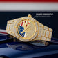 Iced Out Gold US Flag Eagle Watch Diamond Quartz Watch