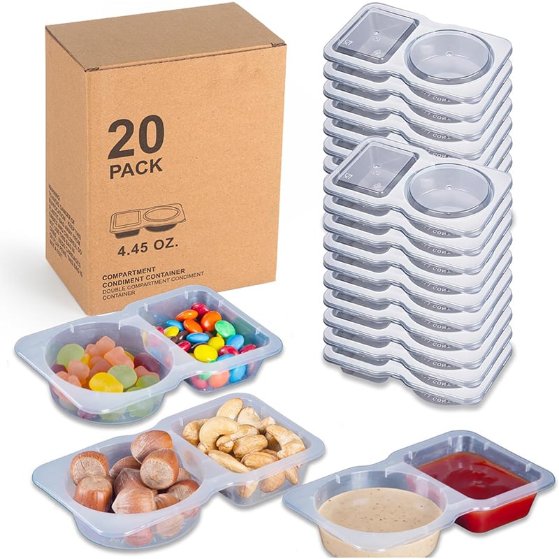 💥BUY 5 GET 5 FREE💥🥐Double Compartment Snack Containers With Lids