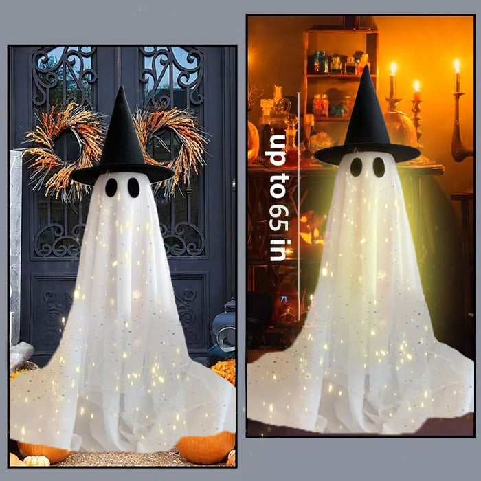 👻✨50% OFF! 🕯️🕸️ Giant Glittering Ghost Decoration – 5.4 ft Tall, Battery-Powered LED Glow & Freestanding Design. Over 1,923 Haunted Homes!✨