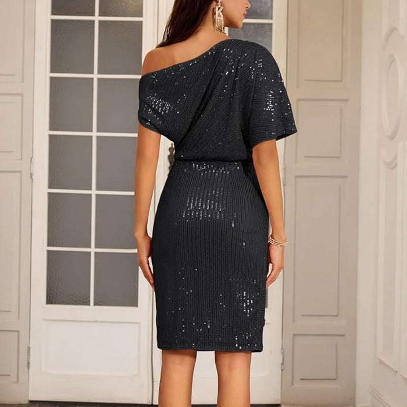 💃👠Hot Sales - 47% OFF🖤Sparkly One-Shoulder Ruched Dress✨
