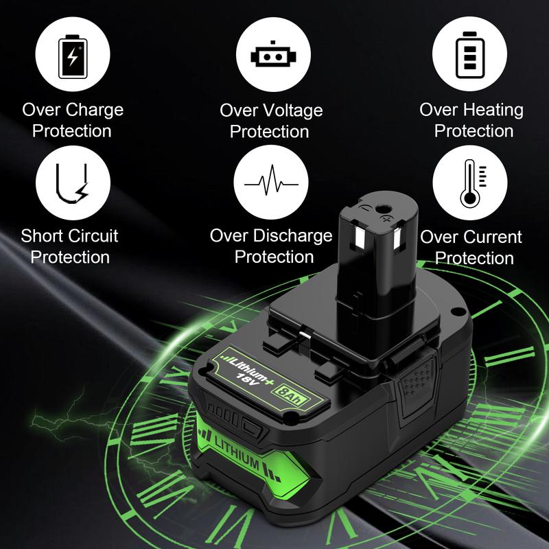 8000MAh Replacement Ryobi 18V Batteries with Indicator Light