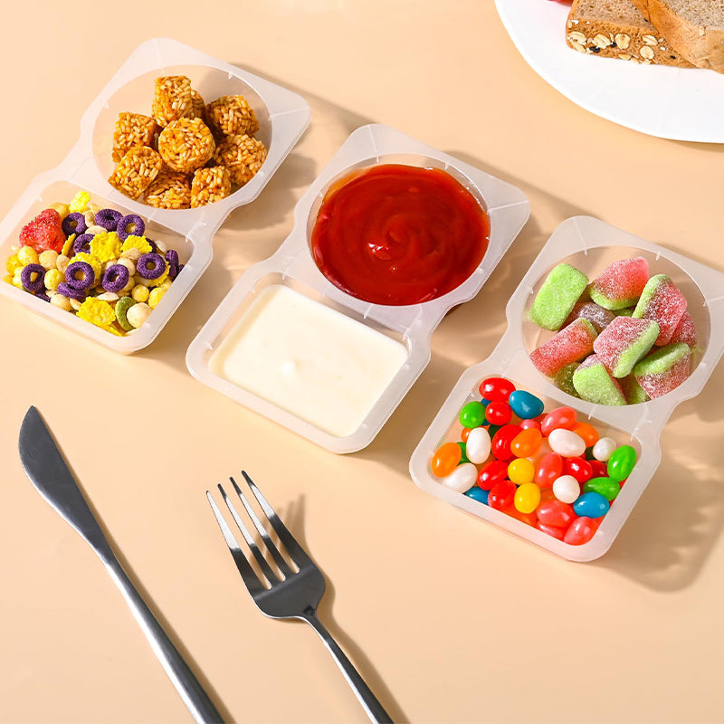 💥BUY 5 GET 5 FREE💥🥐Double Compartment Snack Containers With Lids