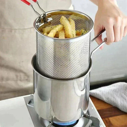 304 Stainless Steel Strip Filter Ingredient Fryer With Lid