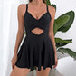 🏖️Essential for the beach🩱Women's Cutout One Piece Skirt Swimsuit