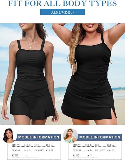 🎉Summer Fashion Half Price Sale🩱Women Vintage Tummy Control Two Piece Tankini Swimsuits
