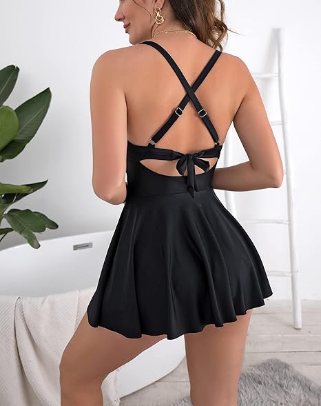 🏖️Essential for the beach🩱Women's Cutout One Piece Skirt Swimsuit