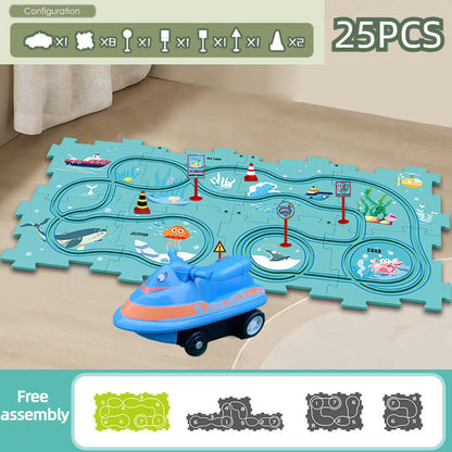 🔥Today get more cars 🚗🚗🚗Children's Educational Puzzle Track Car Play Set