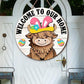 🐇 Easter Sale: 50% OFF！！💥Highland Cow Sign Interchangeable Welcome Sign with Magnet Detachable Hats Cute Cattle Hanging