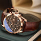 ⏰Hot Sale 50% OFF💥💥OLEVS Triple-Eye Six-Hand Leather Casual Chronograph Men's Watch