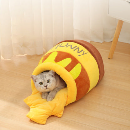 🍯 50% OFF – Cozy Honey Pot Bed for Cats & Small Dogs