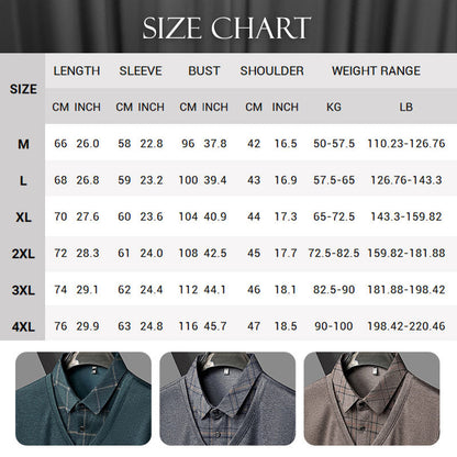 Men's Faux Two Piece Lapel Long-Sleeve Tops