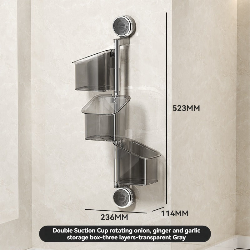 Perforated suction cup spice storage rack