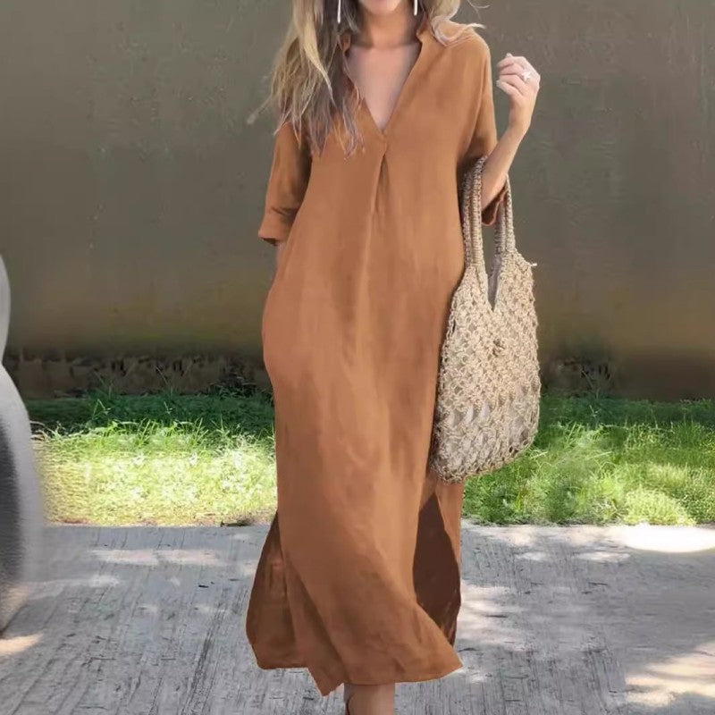 💖The Gift of Summer💕Elegant V-Neck Slit Dress