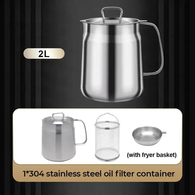 Strain & Reuse Oil Instantly! 2-in-1 Stainless Oil Strainer Pot