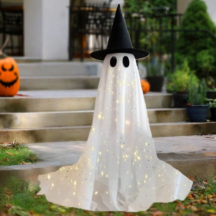 👻✨50% OFF! 🕯️🕸️ Giant Glittering Ghost Decoration – 5.4 ft Tall, Battery-Powered LED Glow & Freestanding Design. Over 1,923 Haunted Homes!✨