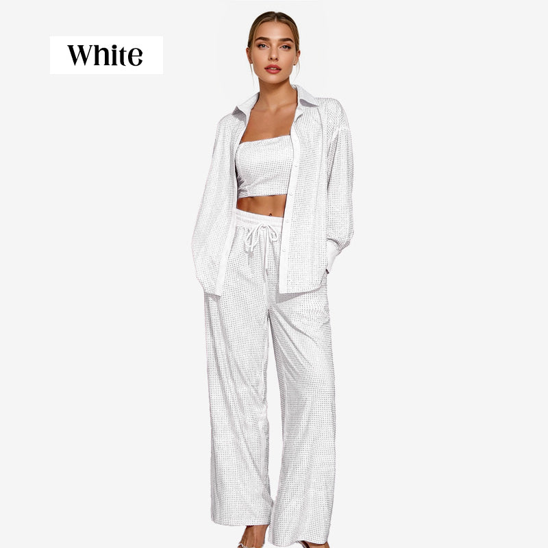 🌟2025 HOT SALE—50%OFF👠Must-Have for Shiny Partiest✨ Dazzling Blazer & Wide-Leg Pants, Stylish and Grand, Perfect for Parties!（The more you buy, the higher the discount）