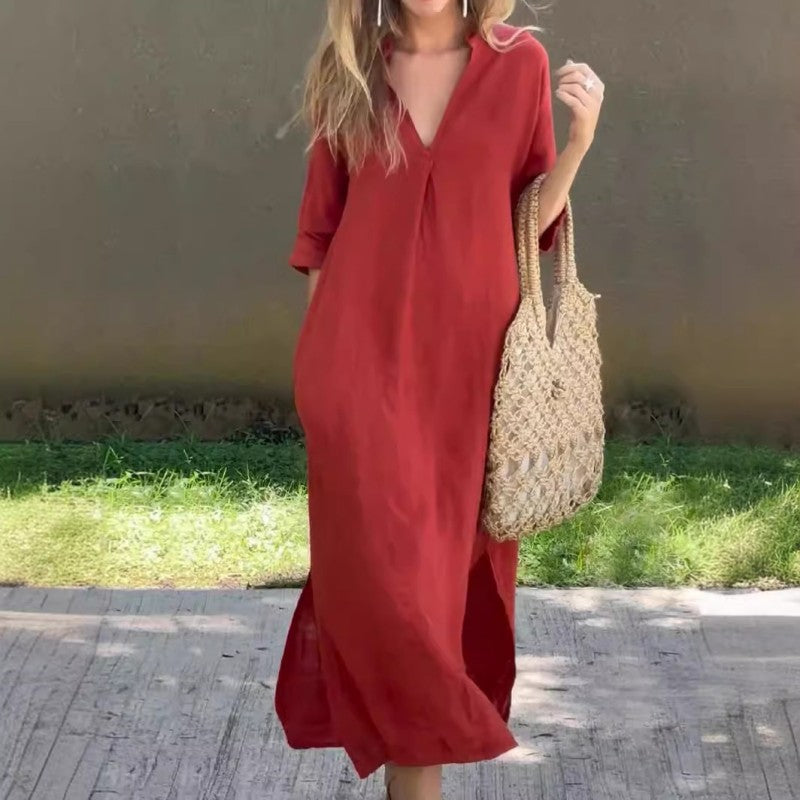 💖The Gift of Summer💕Elegant V-Neck Slit Dress