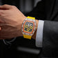 Men's Luxury barrel-shaped watch Rhinestone Embellished Watch