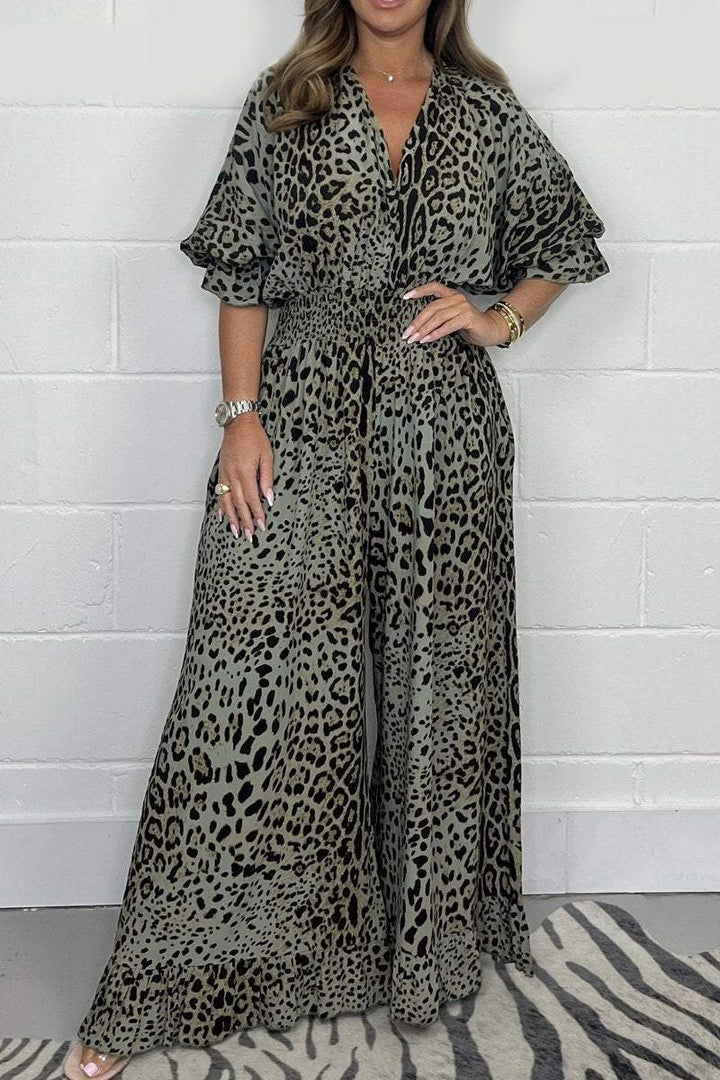 🔥Free shipping on purchases of 2 items👗Leopard print casual loose jumpsuit