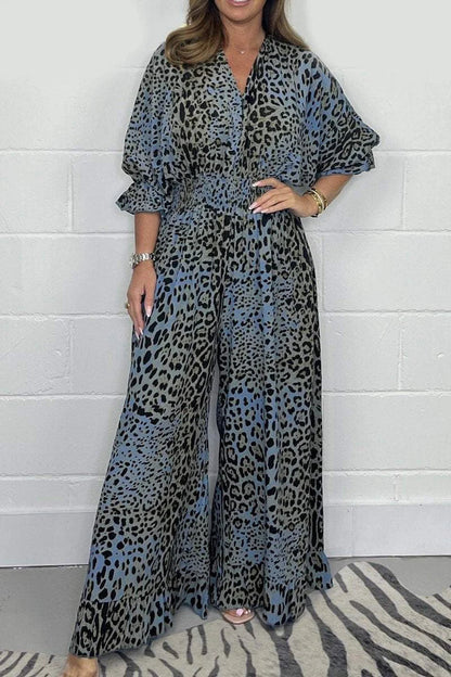 🔥Free shipping on purchases of 2 items👗Leopard print casual loose jumpsuit