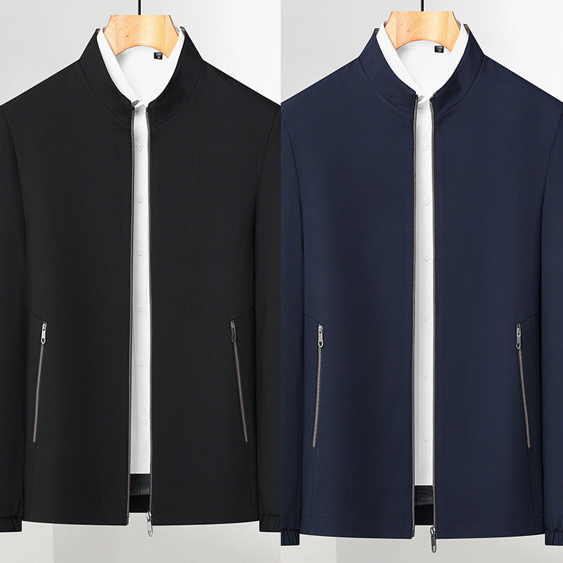 👑Essential Business Suit👑 Men's Standing Collar Zipper Casual Jacket+Credit card case