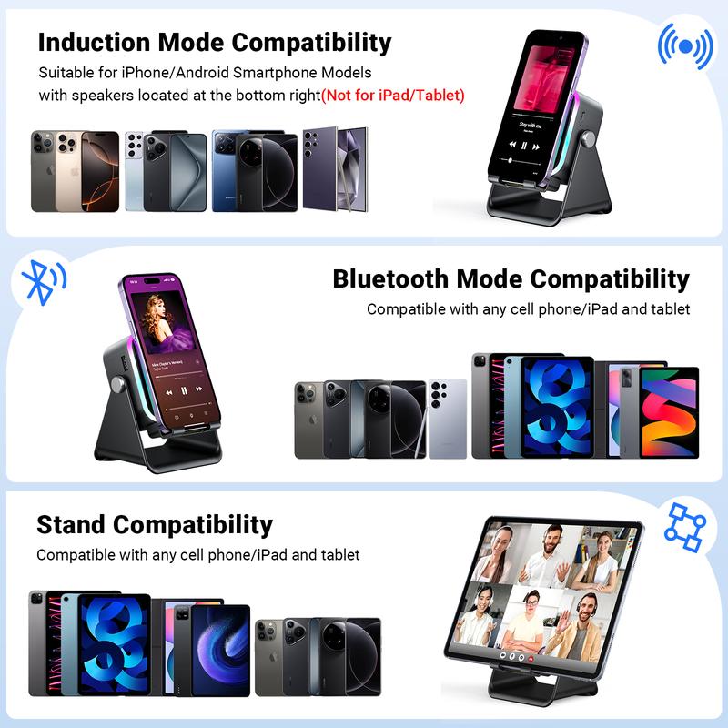 🔥5-in-1 wireless Bluetooth speaker with induction function and adjustable cell phone holder