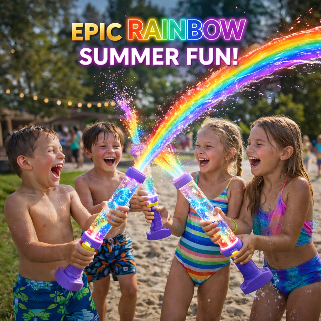 🔫 LIMITED-TIME 50% OFF! ✨ LED Rainbow Water Gun – Day & Night, Leak-Proof, Child-Safe 🌈