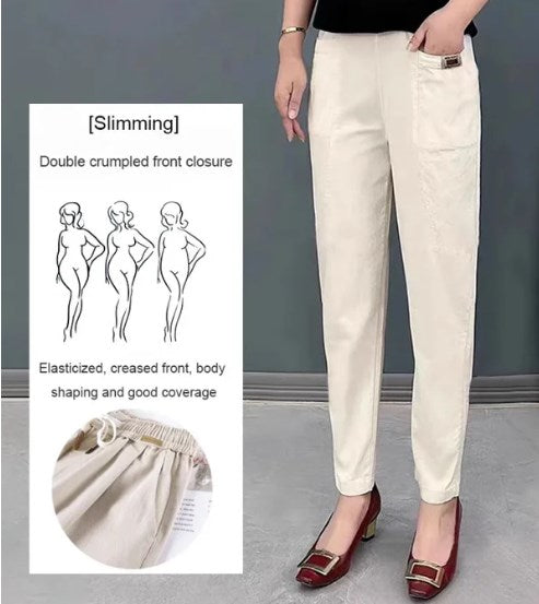 🎁Limited time 49% OFF⏳Good Gift🎉Women's Elastic Waist Cotton Trousers